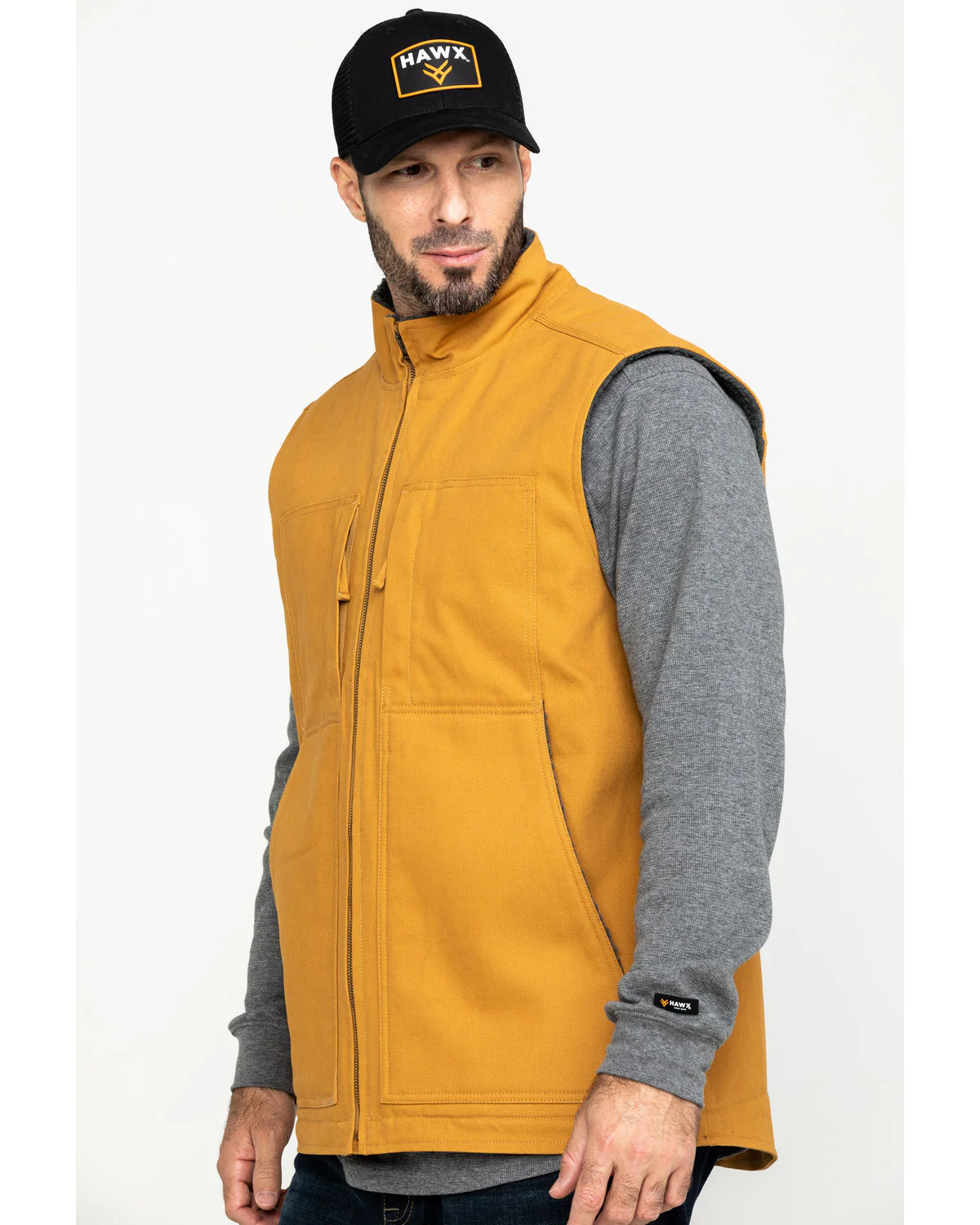 Men's Khaki Canvas Sherpa Lined Work Vest - Image 3